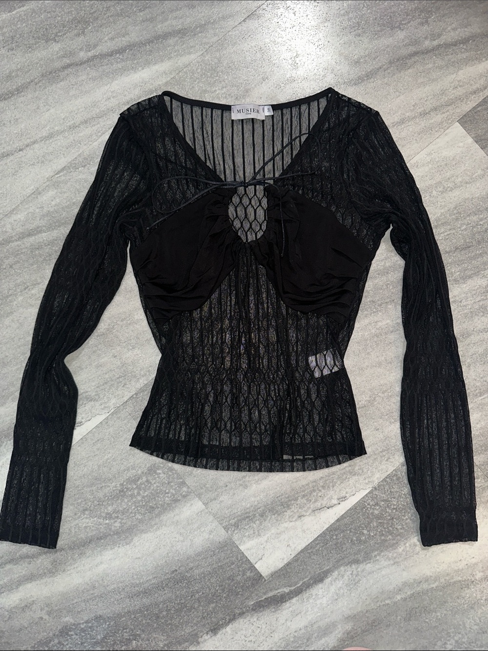 Musier Paris long-sleeve mesh top